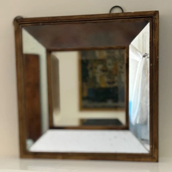 Beveled Gold Frame Mirror - 12 x 12 inches - Picture 2 of 4